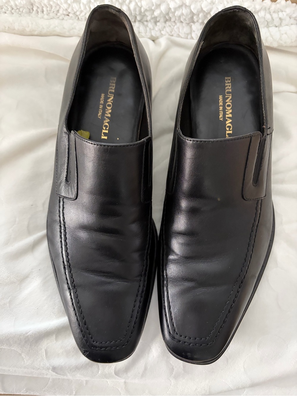 Bruno Magli Black Leather Slip-On Loafers